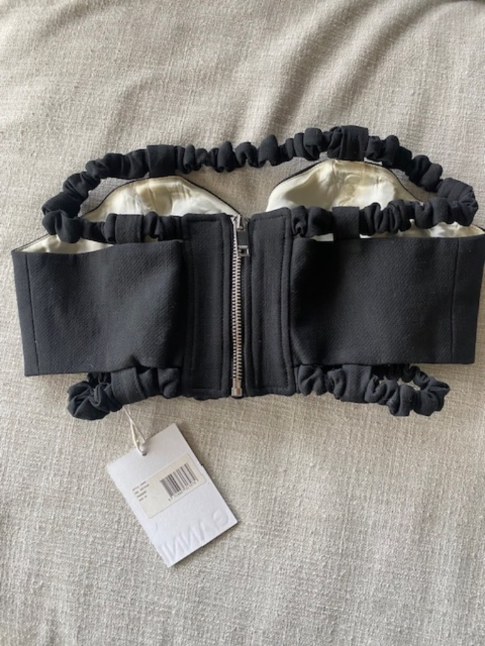 Ganni Strapless Black Cropped Top - Picture 7 of 9